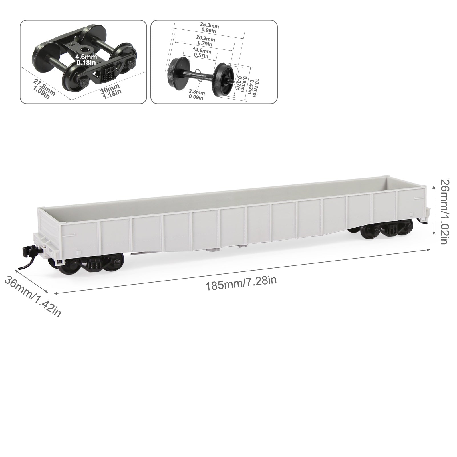 C8743JJ 1 Unit HO Scale 1:87 53ft Low-side Gondola Car Unassembled Wagon Plastic Wheels