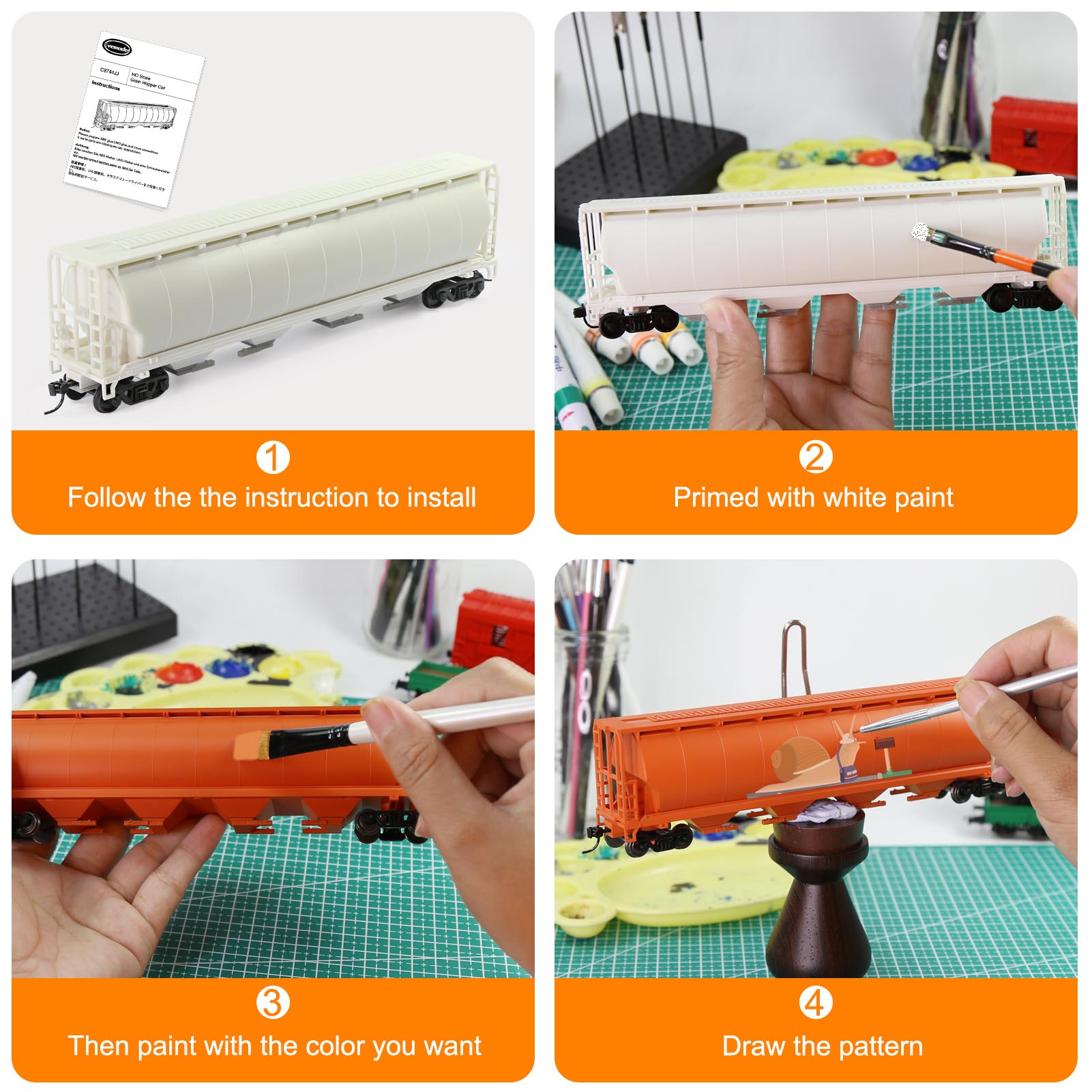 C8744JJ 1pc HO Scale 1:87 Blank Unassembled Grain Hopper Model Railway