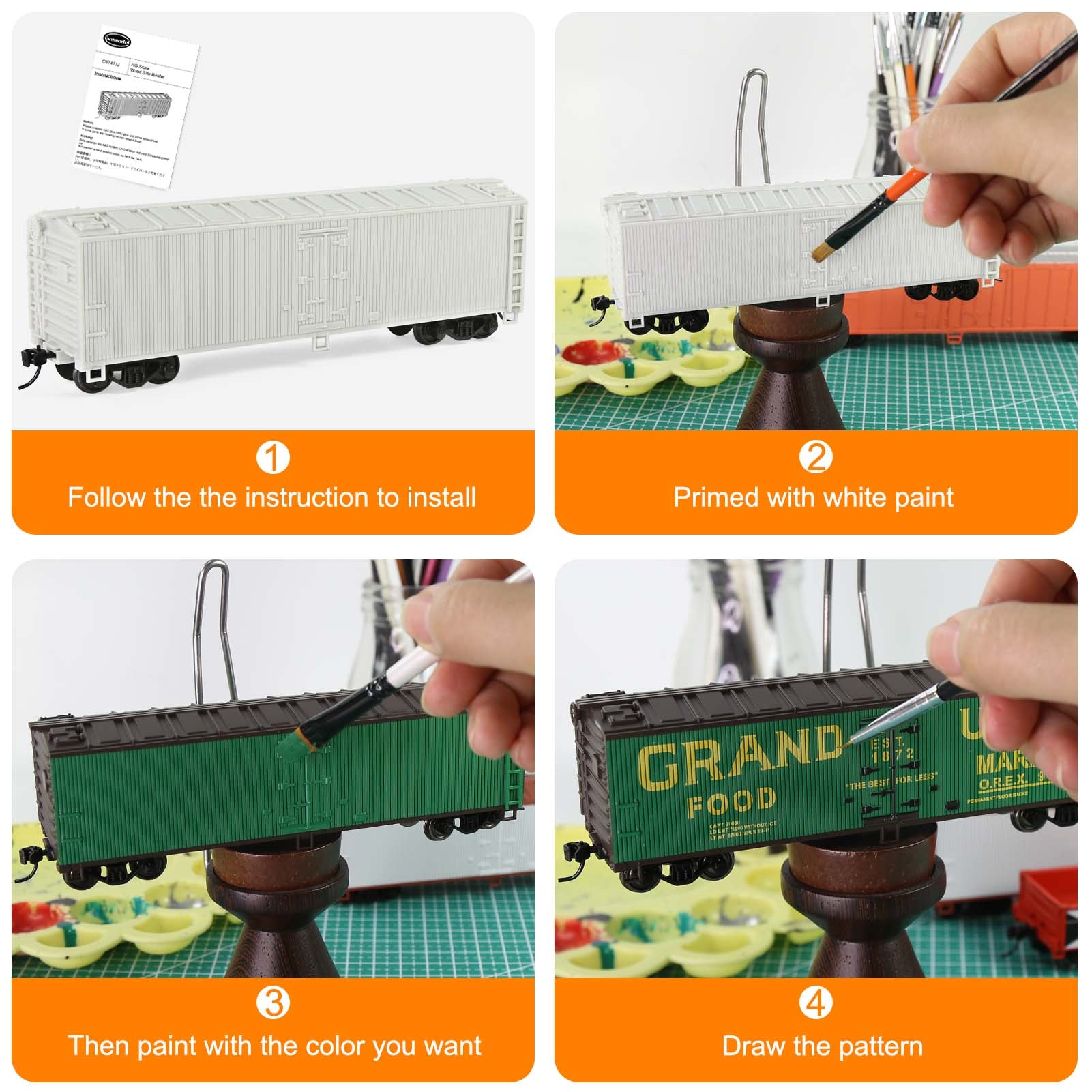 C8747JJ 1 Unit HO Scale 1:87 40ft Wood-side Reefer Unassembled Plastic Wheels