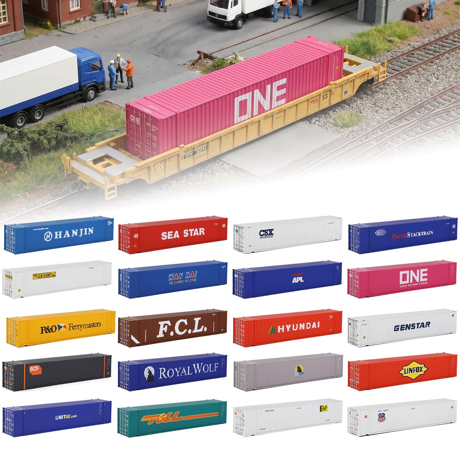 C8748 1pc HO Scale 1:87 48ft Shipping Container