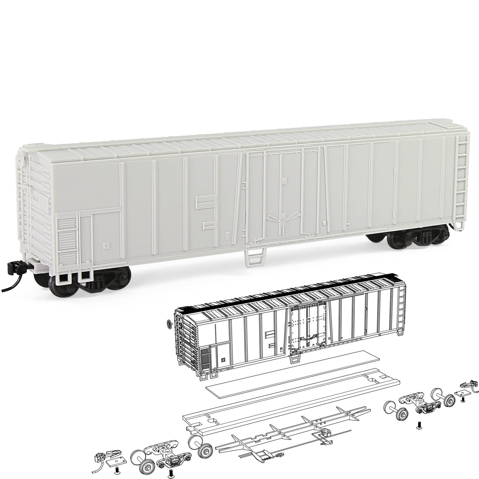 C8750JJ 1 Unit HO Scale 1:87 50' Steel Reefer Unassembled Plastic Wheels for Model Railway