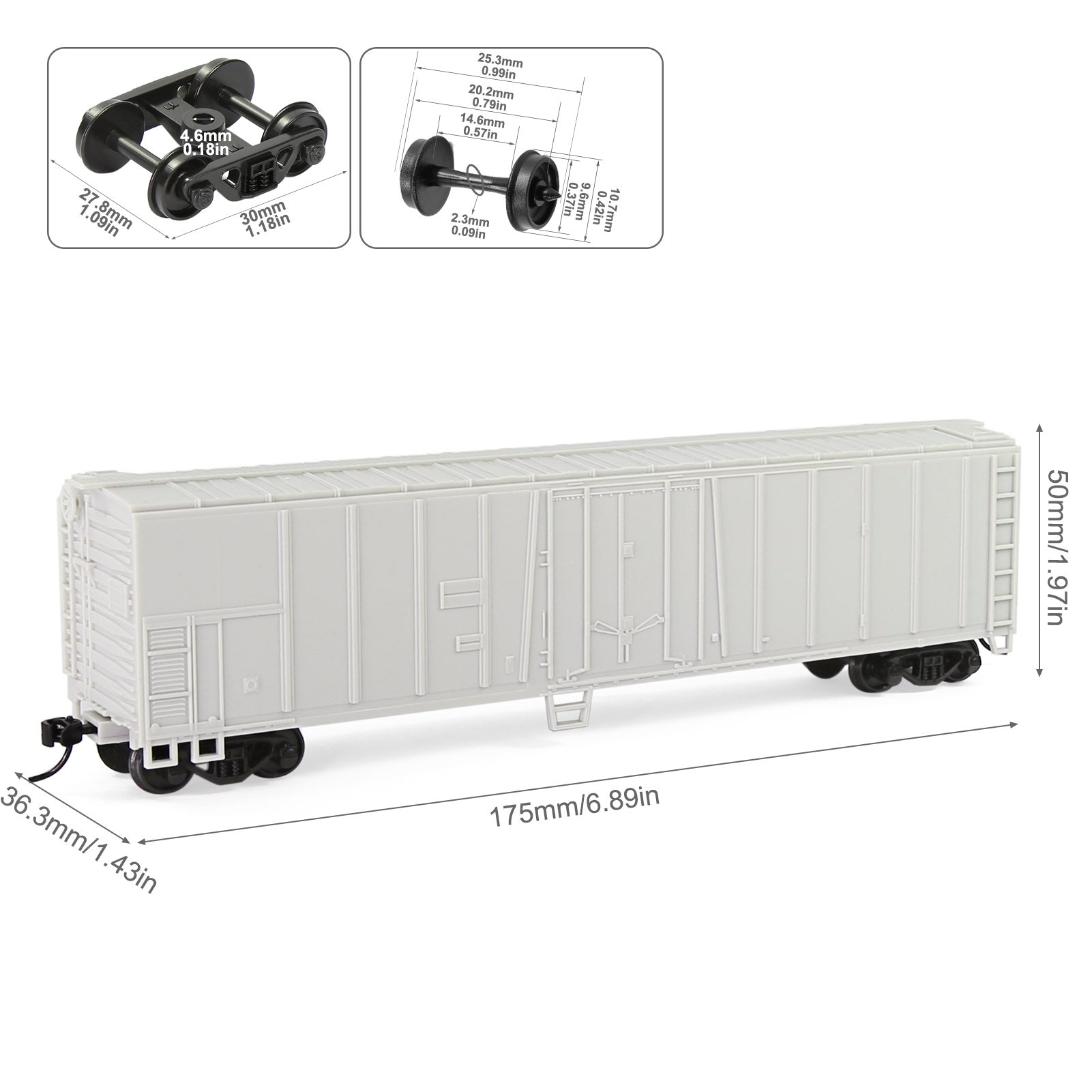 C8750JJ 1 Unit HO Scale 1:87 50' Steel Reefer Unassembled Plastic Wheels for Model Railway