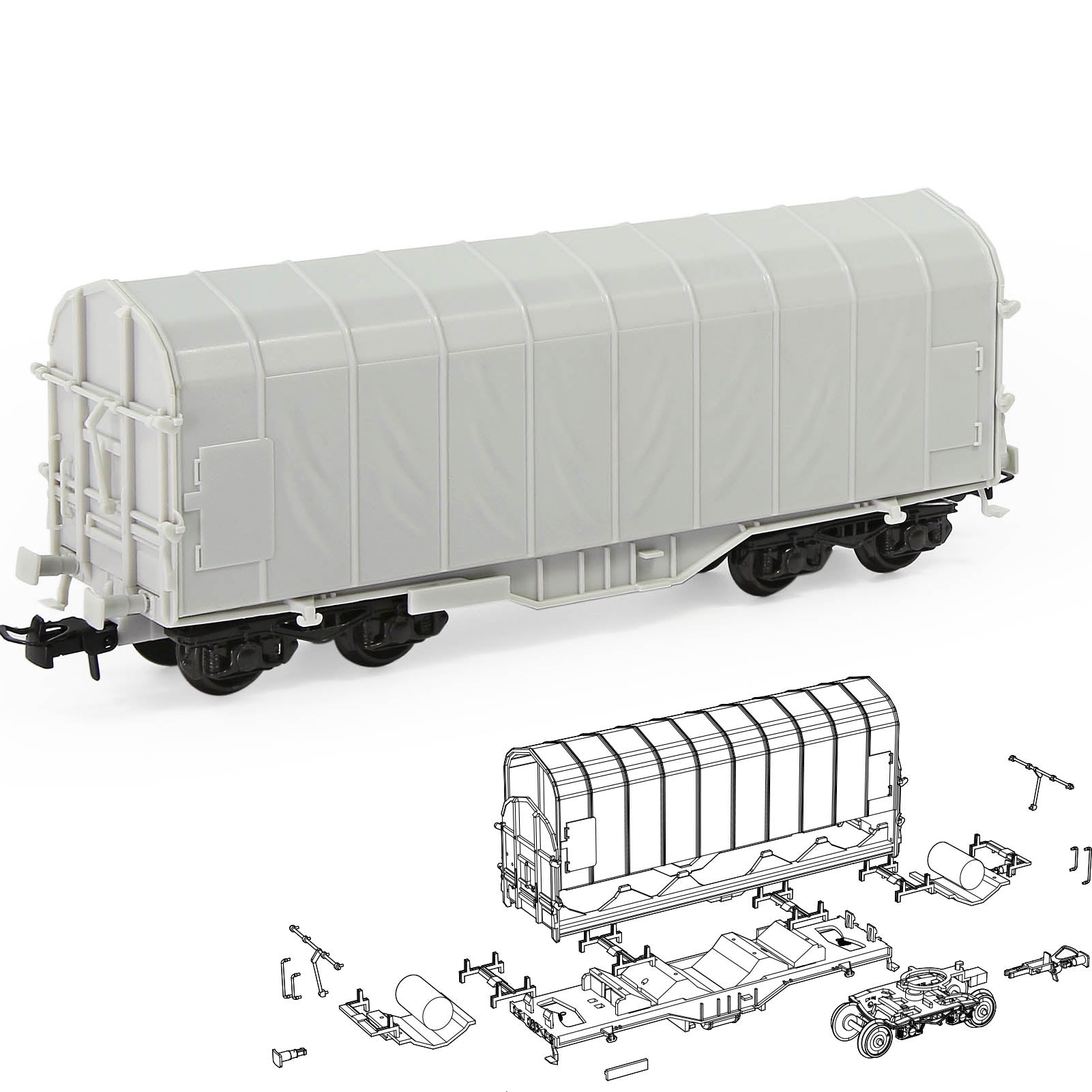 C8762JJ 1 Unit HO Scale 1:87 Blank Disassembled Covered Coil Wagon Model Trains