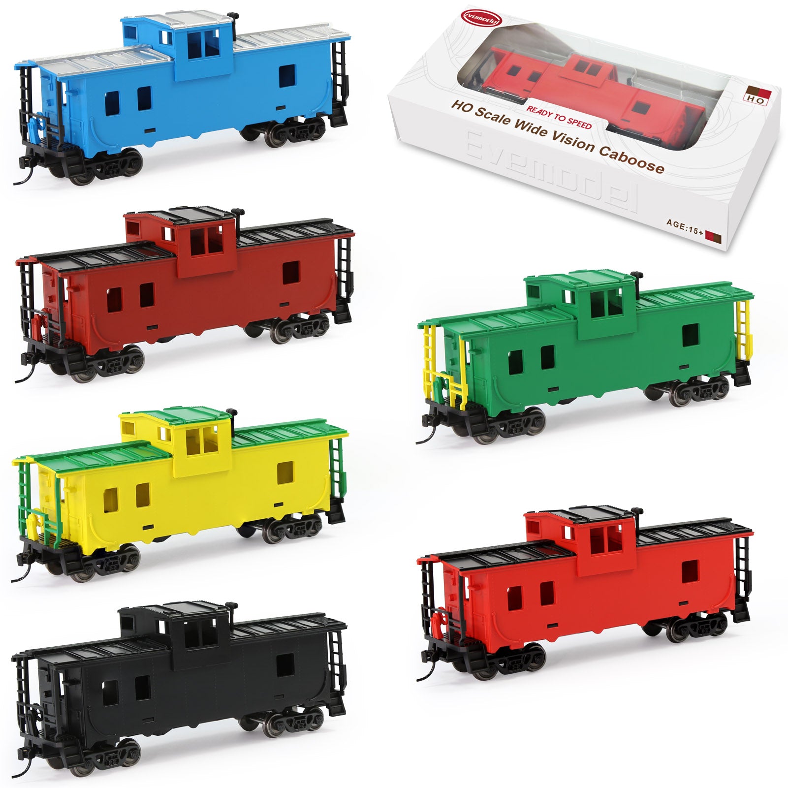 C8763 1pc HO Scale 1:87 Well Painted Unlettered HO Scale 36' Wide Vision Caboose Wagons