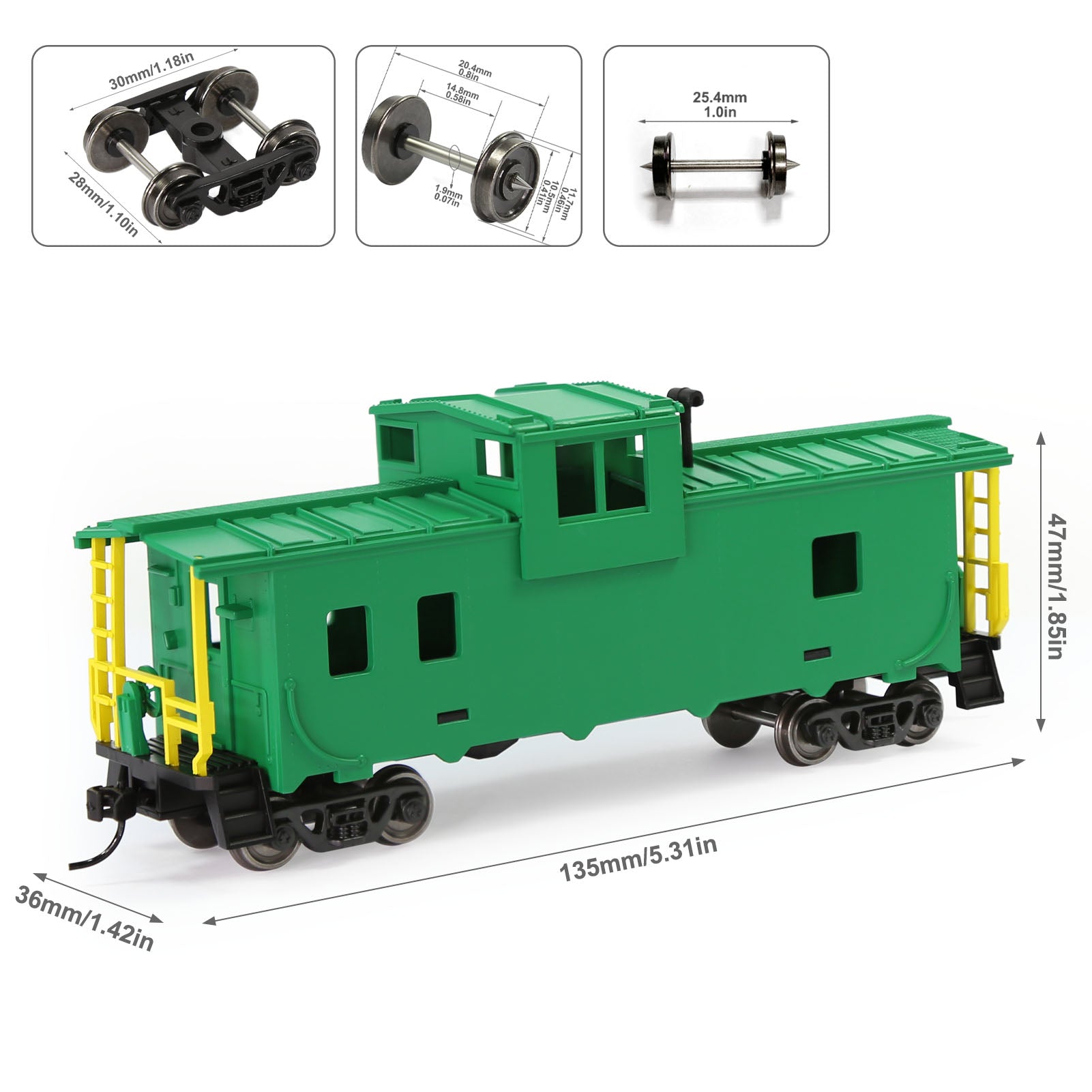 C8763 1pc HO Scale 1:87 Well Painted Unlettered HO Scale 36' Wide Vision Caboose Wagons