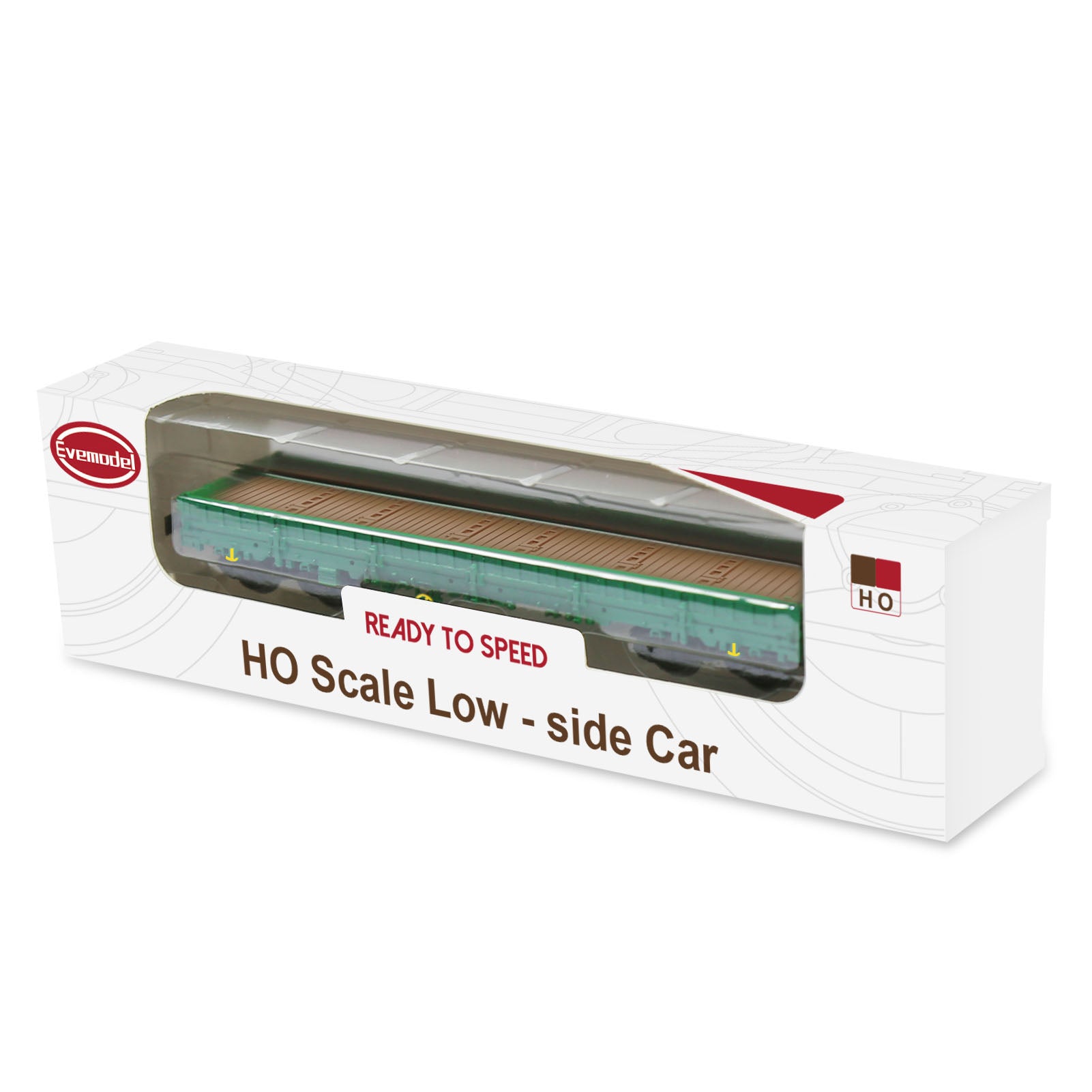 C8764 1 Unit HO Scale 1:87 40' Low-side Car Model Wagon Painted