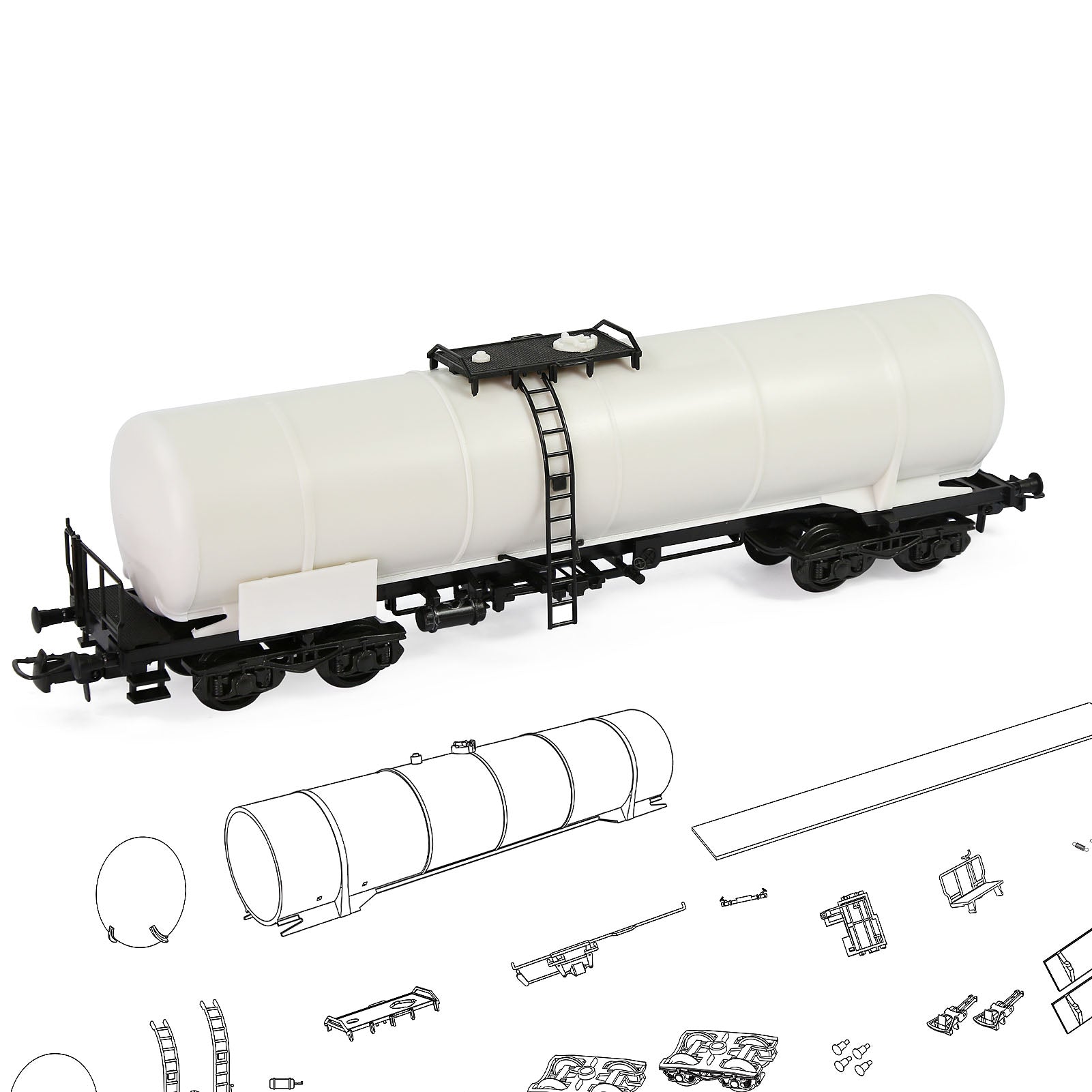 C8768JJ 1 Set HO Scale 1:87 Tank Wagon Uncolored Unassembled Undecorated Oil Tank