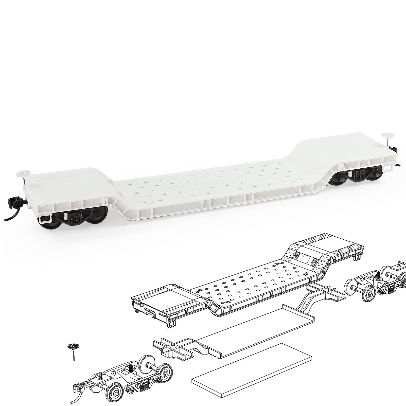 C8769JJ 1 Unit HO Scale 1:87 Blank Disassembled DIY Center-Depressed Flatcar