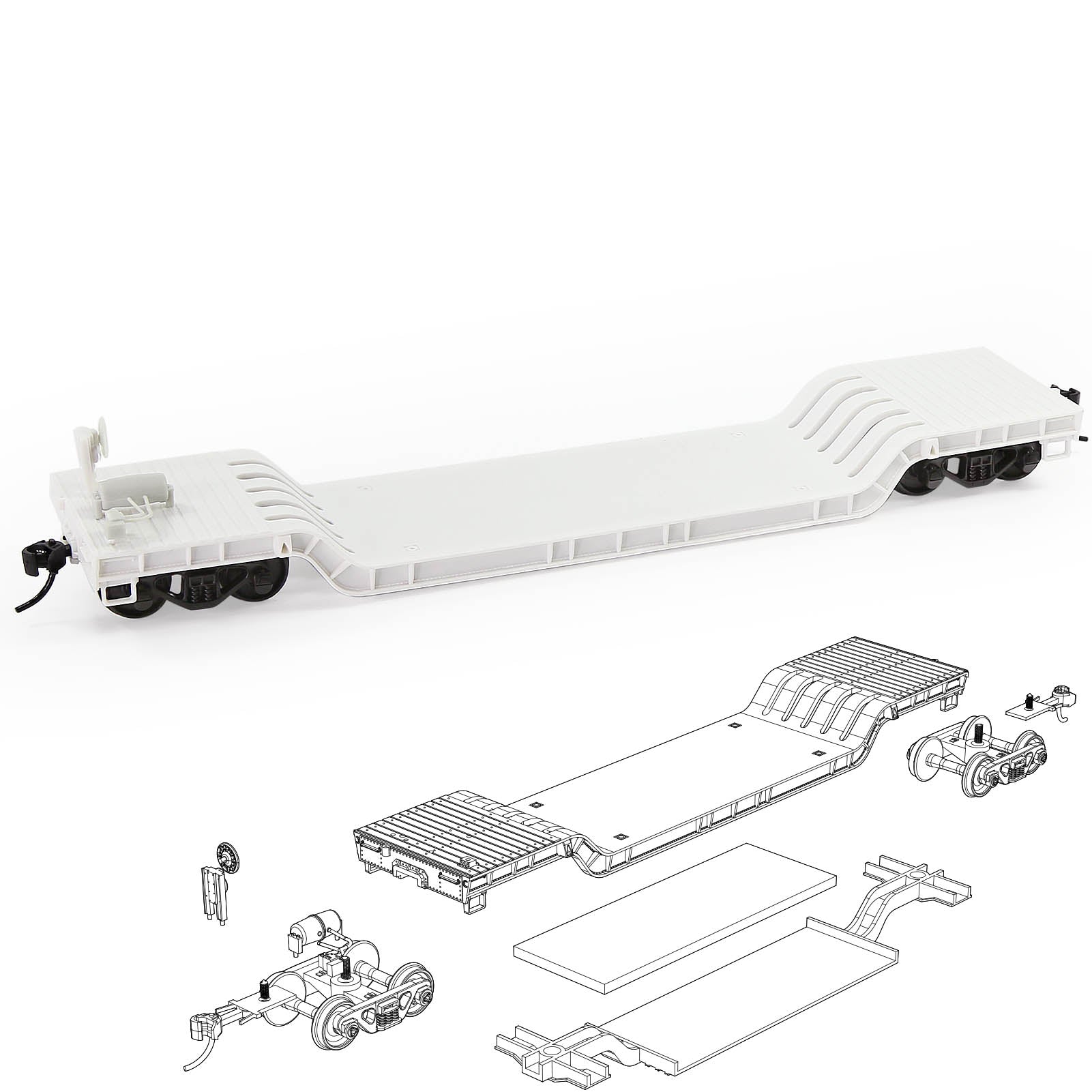 C8770JJ 1 Unit HO Scale 1:87 Disassembled DIY Depressed Center Flat Car