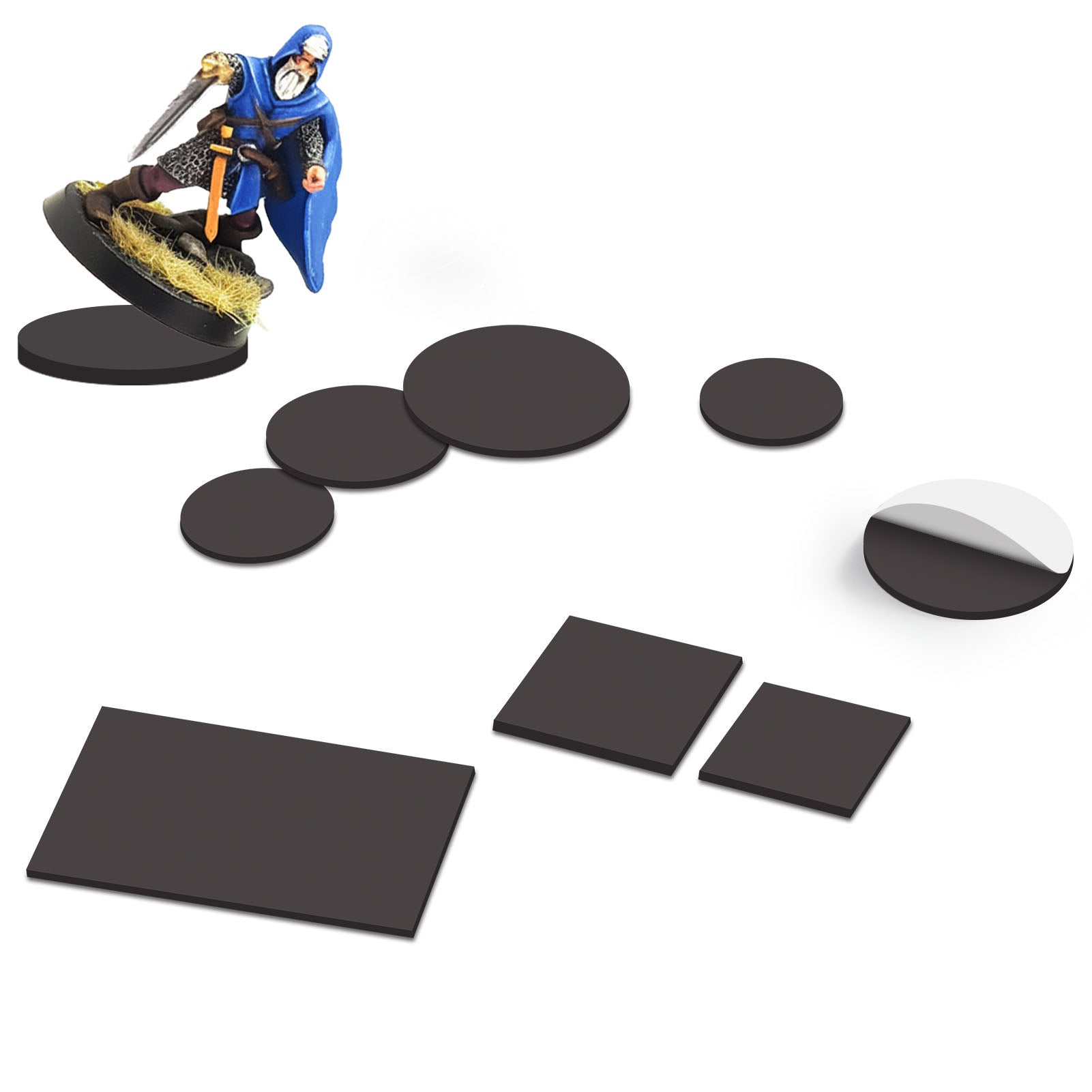 CMB Miniature Magnetic Self-adhensive Round Square Rectangle Bases for Wargames