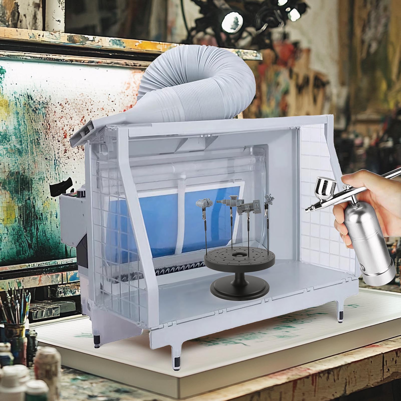 GJJC23PJ 1 Set Model Rotatable Painting Base Alligator Clips Kit Model Airbrush Tools