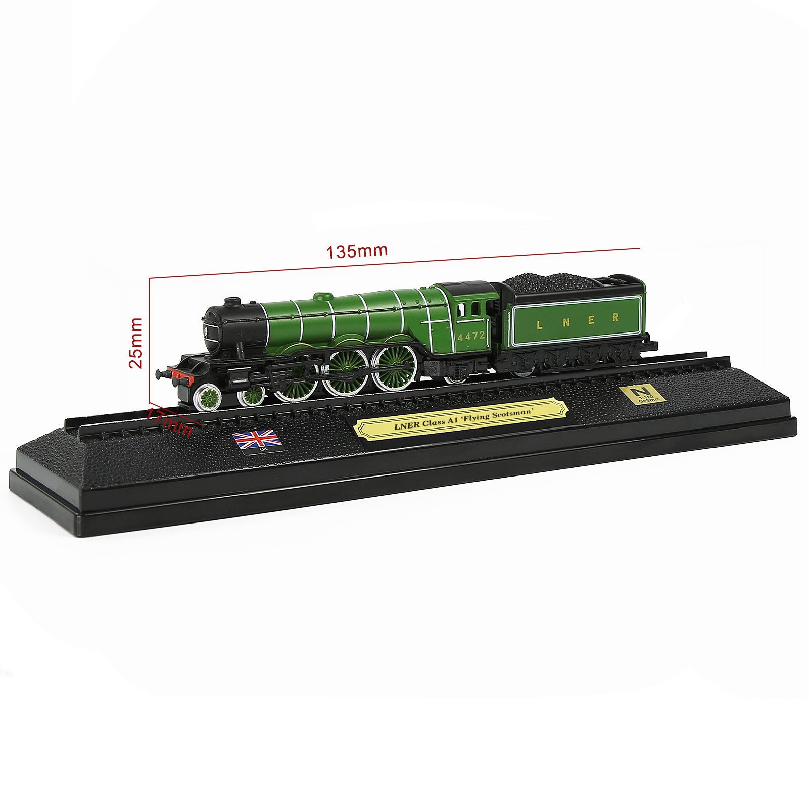 HCTN 1 Unit N Scale 1:160 Model Railroad Static Plastic Locomotives with Base and Display Case