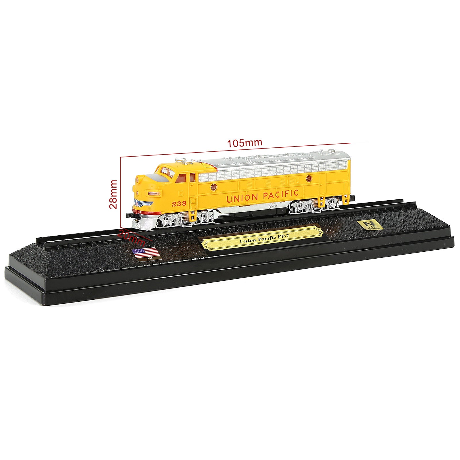 HCTN 1 Unit N Scale 1:160 Model Railroad Static Plastic Locomotives with Base and Display Case