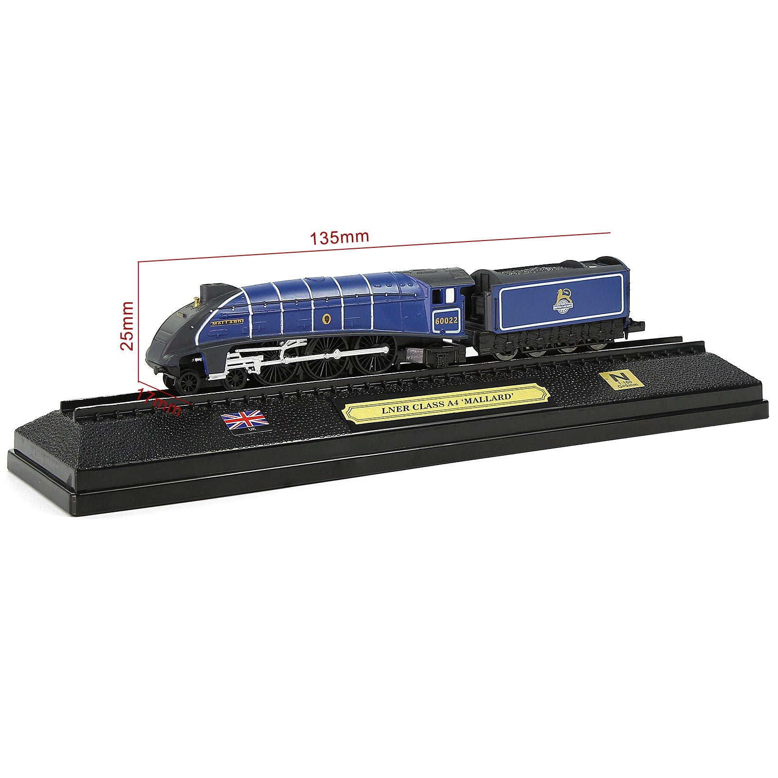 HCTN 1 Unit N Scale 1:160 Model Railroad Static Plastic Locomotives with Base and Display Case