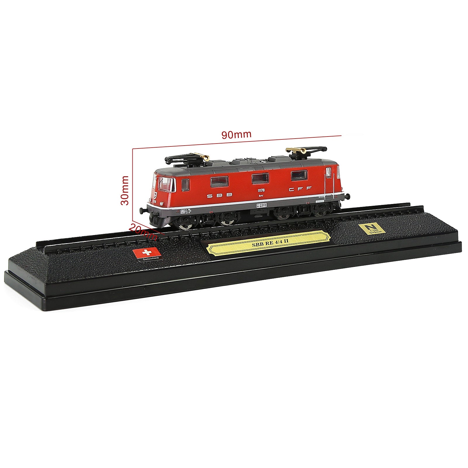 HCTN 1 Unit N Scale 1:160 Model Railroad Static Plastic Locomotives with Base and Display Case