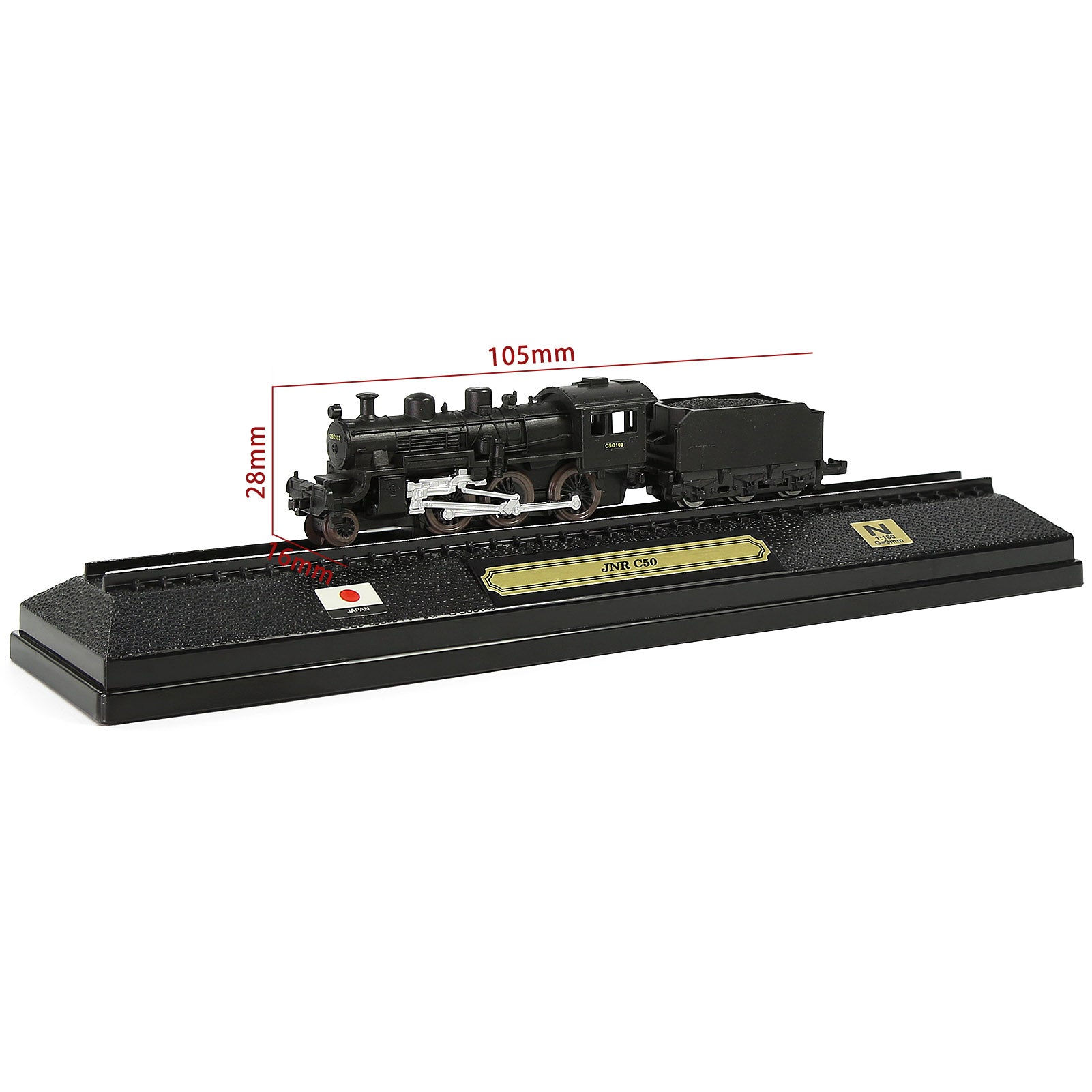 HCTN 1 Unit N Scale 1:160 Model Railroad Static Plastic Locomotives with Base and Display Case