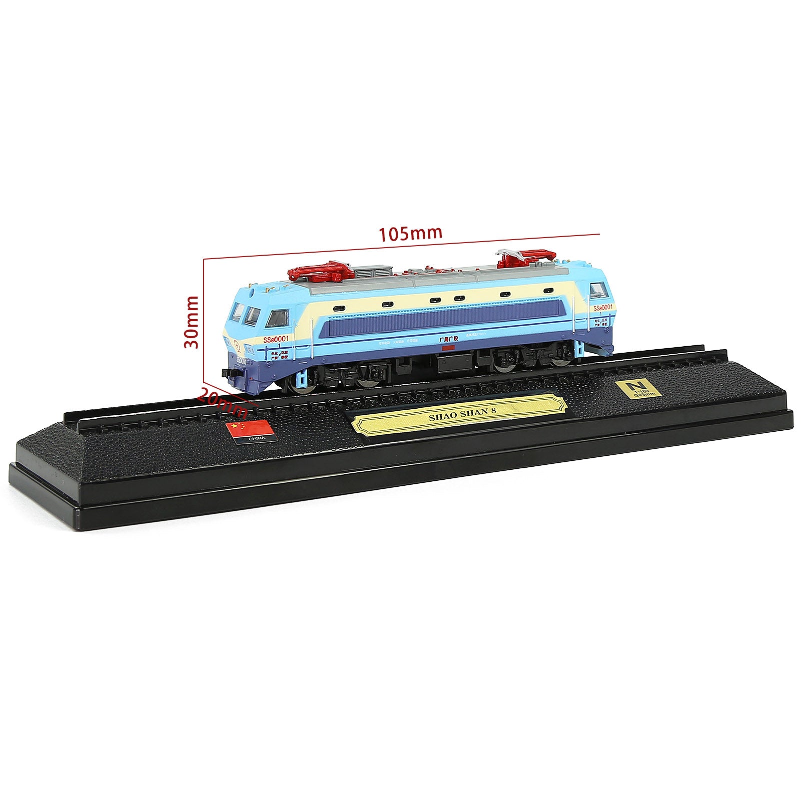 HCTN 1 Unit N Scale 1:160 Model Railroad Static Plastic Locomotives with Base and Display Case