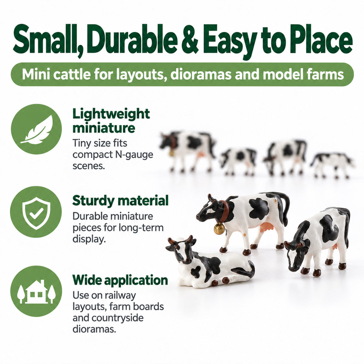 HFANN2350 7pcs N Scale 1:160 Model Railway N Scale Holstein Cows Cattle