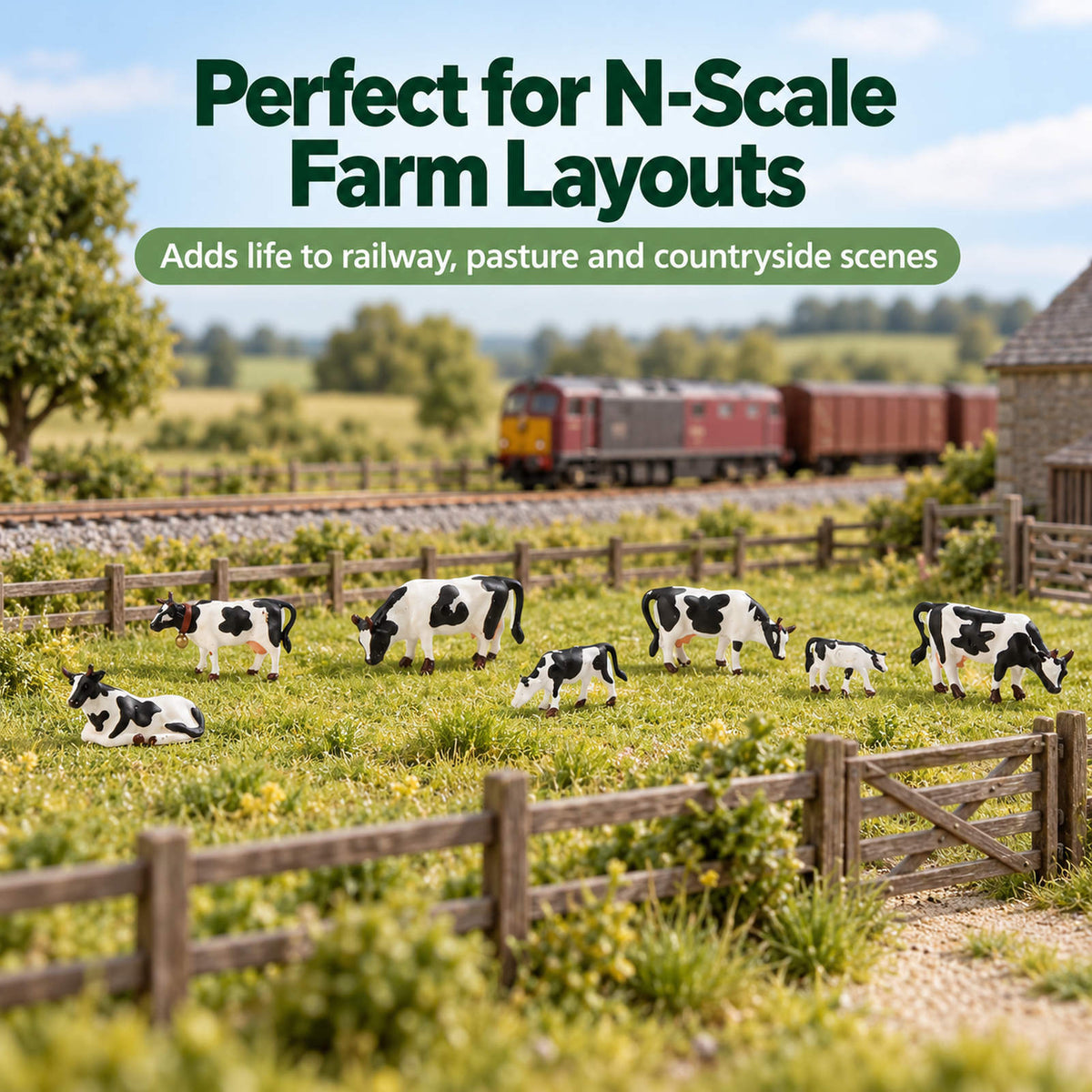HFANN2350 7pcs N Scale 1:160 Model Railway N Scale Holstein Cows Cattle