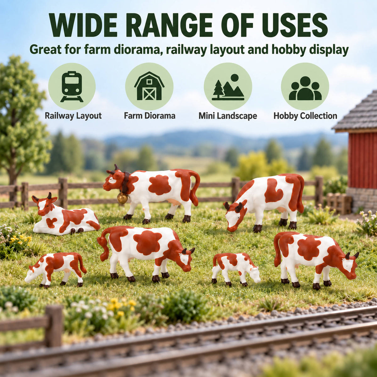 HFANN2353 7pcs N Scale 1:160 Model Railway Brown Milk Cows Cattle