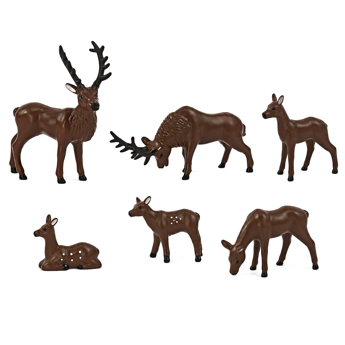 HFANO7177 6pcs O Scale 1:48 Reed Deer Stag Doe & Fawn Deer Set Model Wild Animal