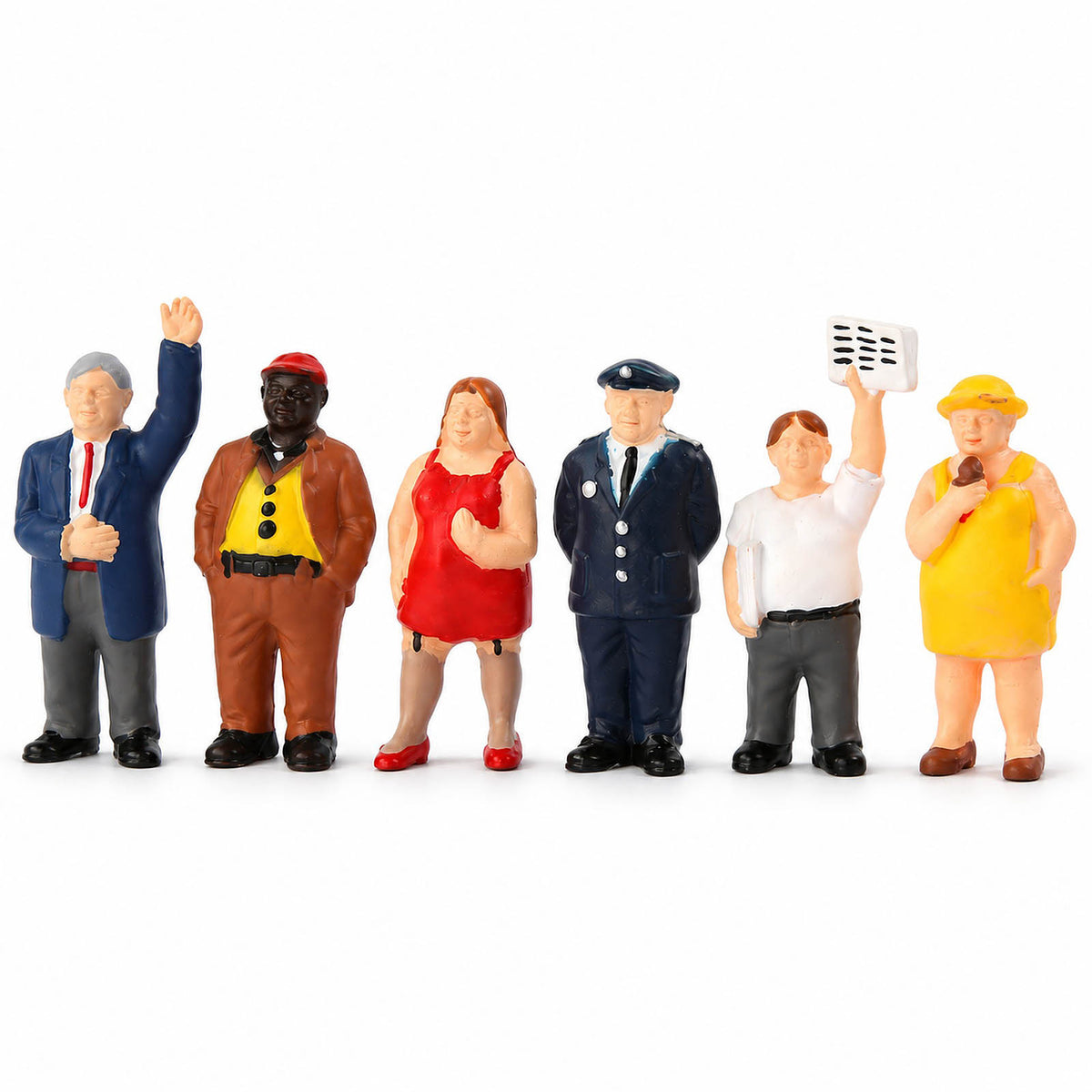 HFPHO6697 6pcs HO Scale 1:87 Model Railway Full Figured Folks Painted People