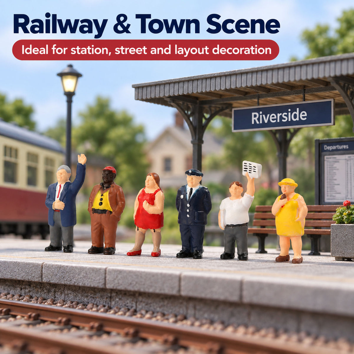HFPHO6697 6pcs HO Scale 1:87 Model Railway Full Figured Folks Painted People