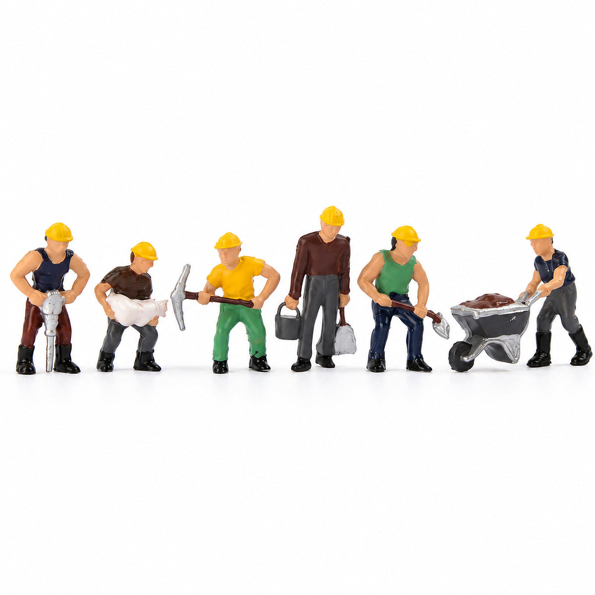 HFPHO6700 6pcs HO Scale 1:87 Model Trains Track Laying Crew Painted People