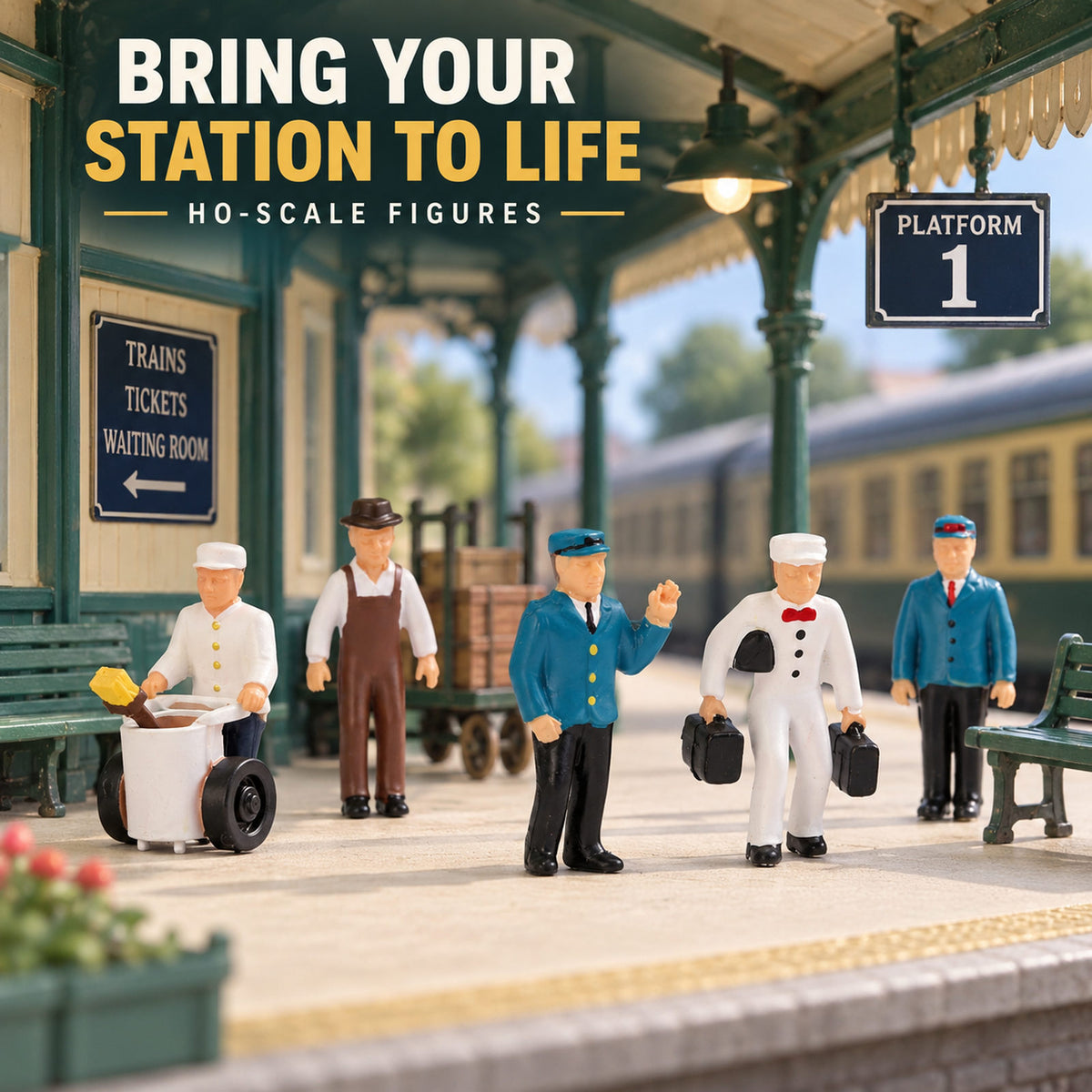 HFPHO6709 6pcs HO Scale 1:87 Model Railway Station Crew Painted People