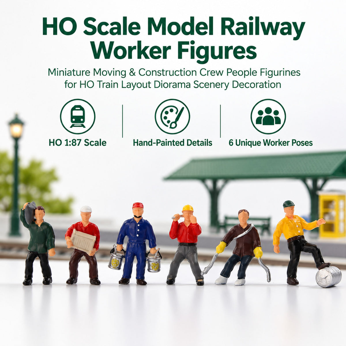 HFPHO6714 6pcs HO Scale 1:87 Model Railway Work People Painted People