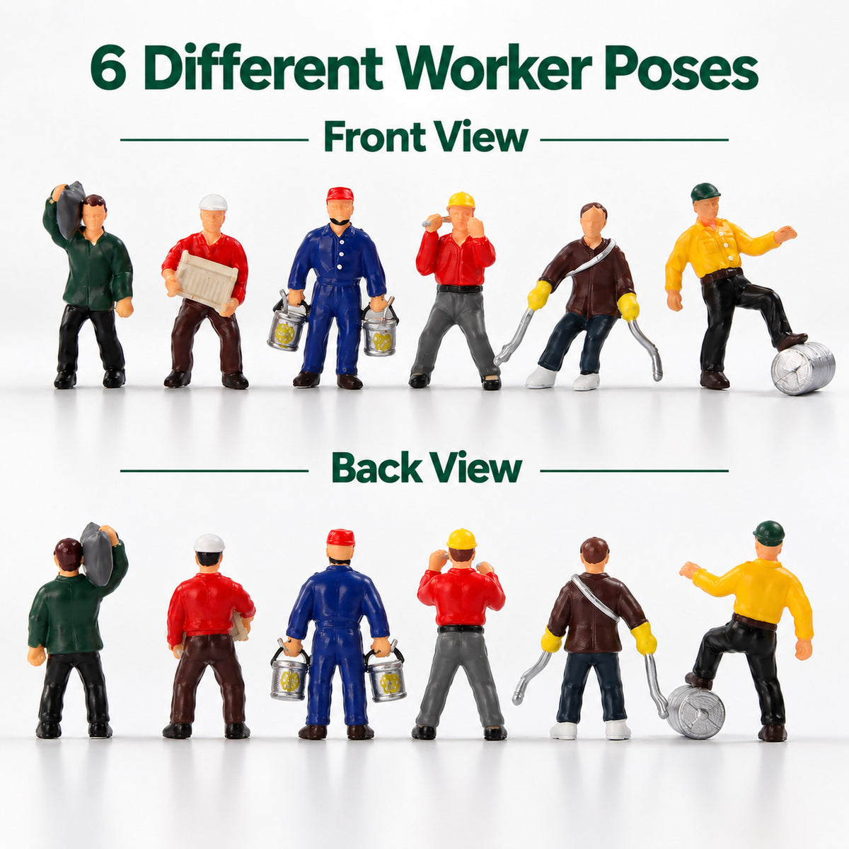 HFPHO6714 6pcs HO Scale 1:87 Model Railway Work People Painted People