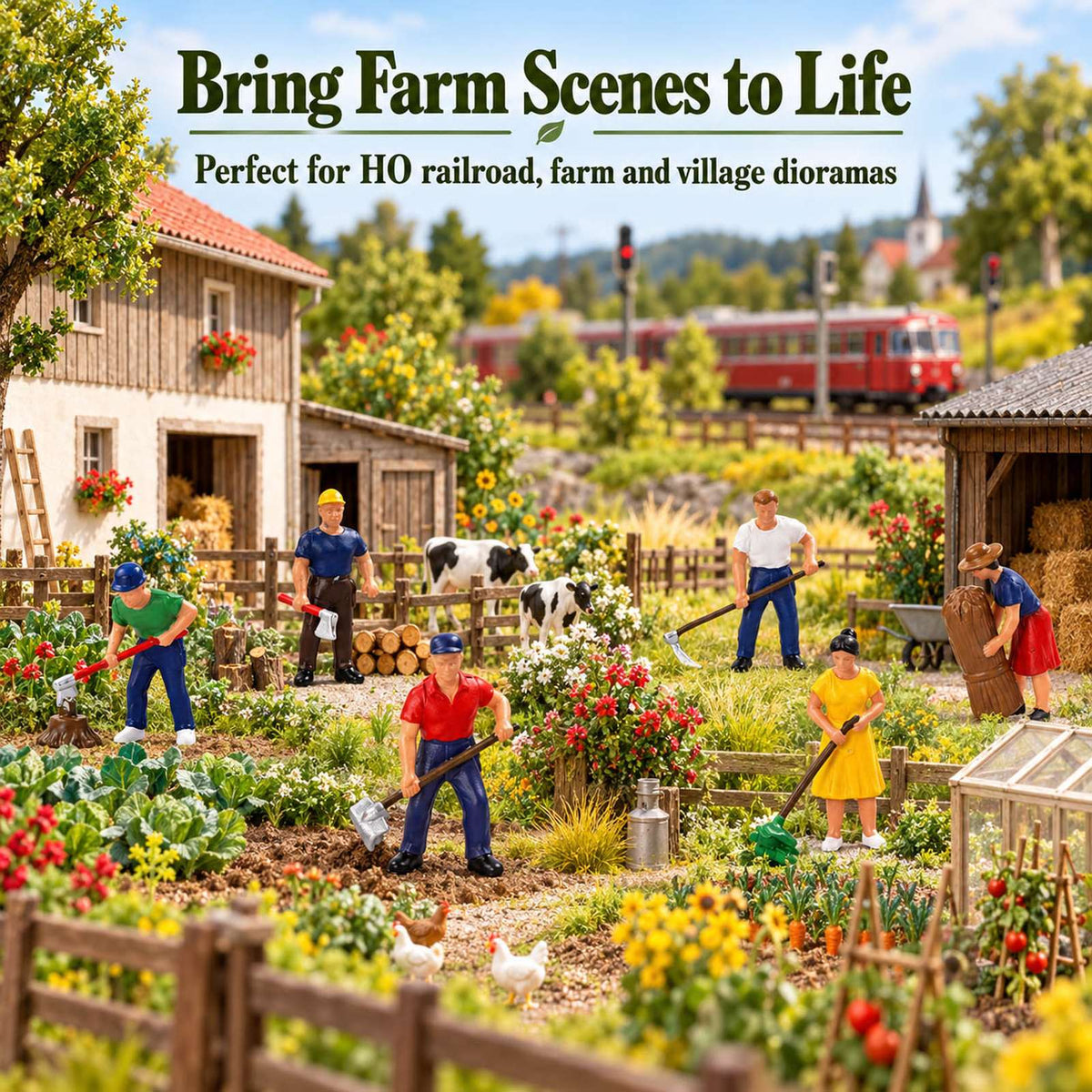 HFPHO6715 HO Scale 1:87 Model Railway Farm Action People Painted Figures