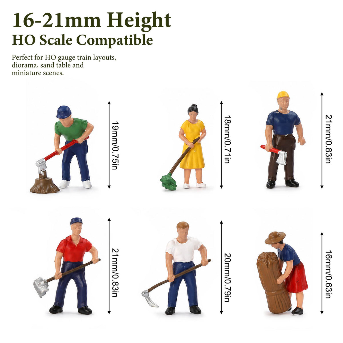 HFPHO6715 HO Scale 1:87 Model Railway Farm Action People Painted Figures
