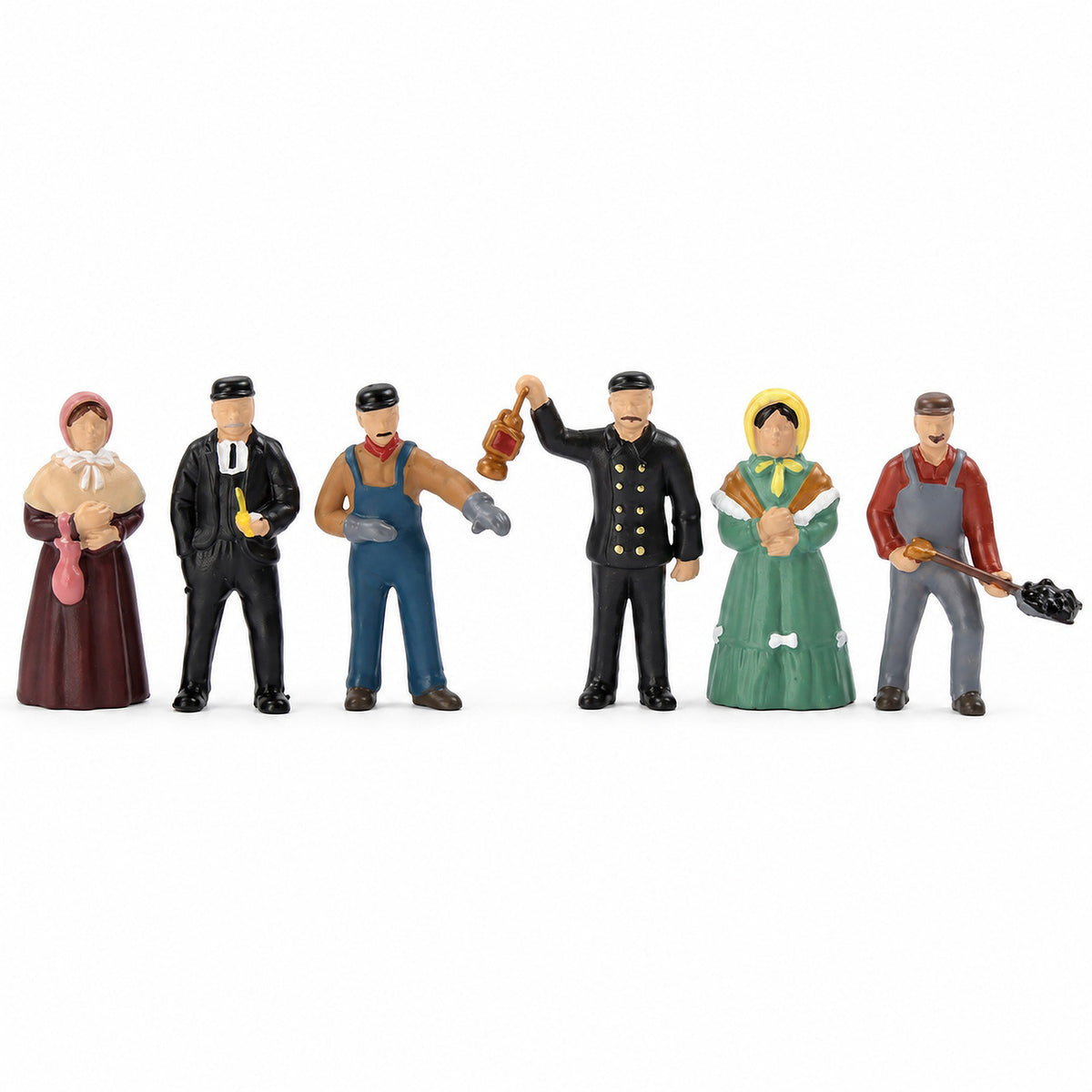 HFPHO6716 6pcs HO Scale 1:87 Model Railway Steam Era People Painted Figures