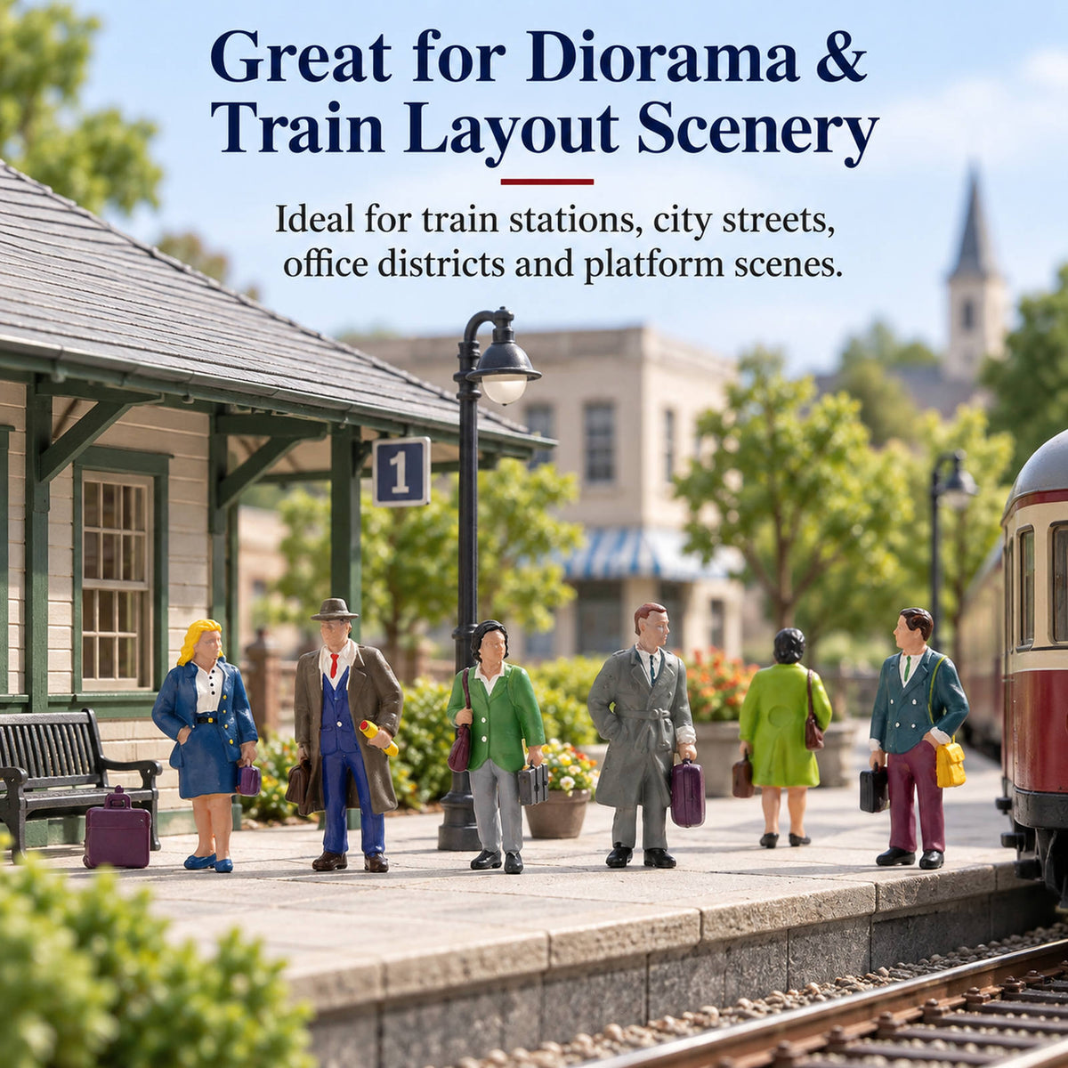 HFPHO6721 HO Scale 1:87 Model Railway Standing Commuter Figures Platform Crowds
