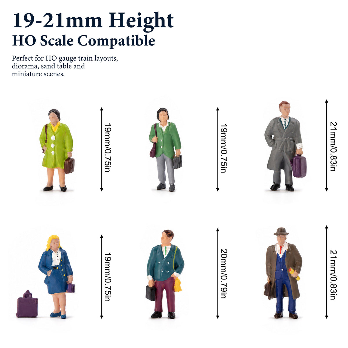 HFPHO6721 HO Scale 1:87 Model Railway Standing Commuter Figures Platform Crowds