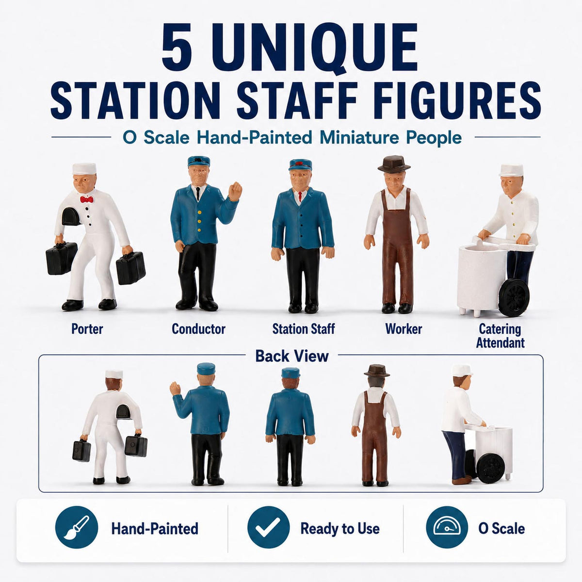 HFPO7050 6pcs O Scale 1:48 Model Railway Station Crew Figure Set