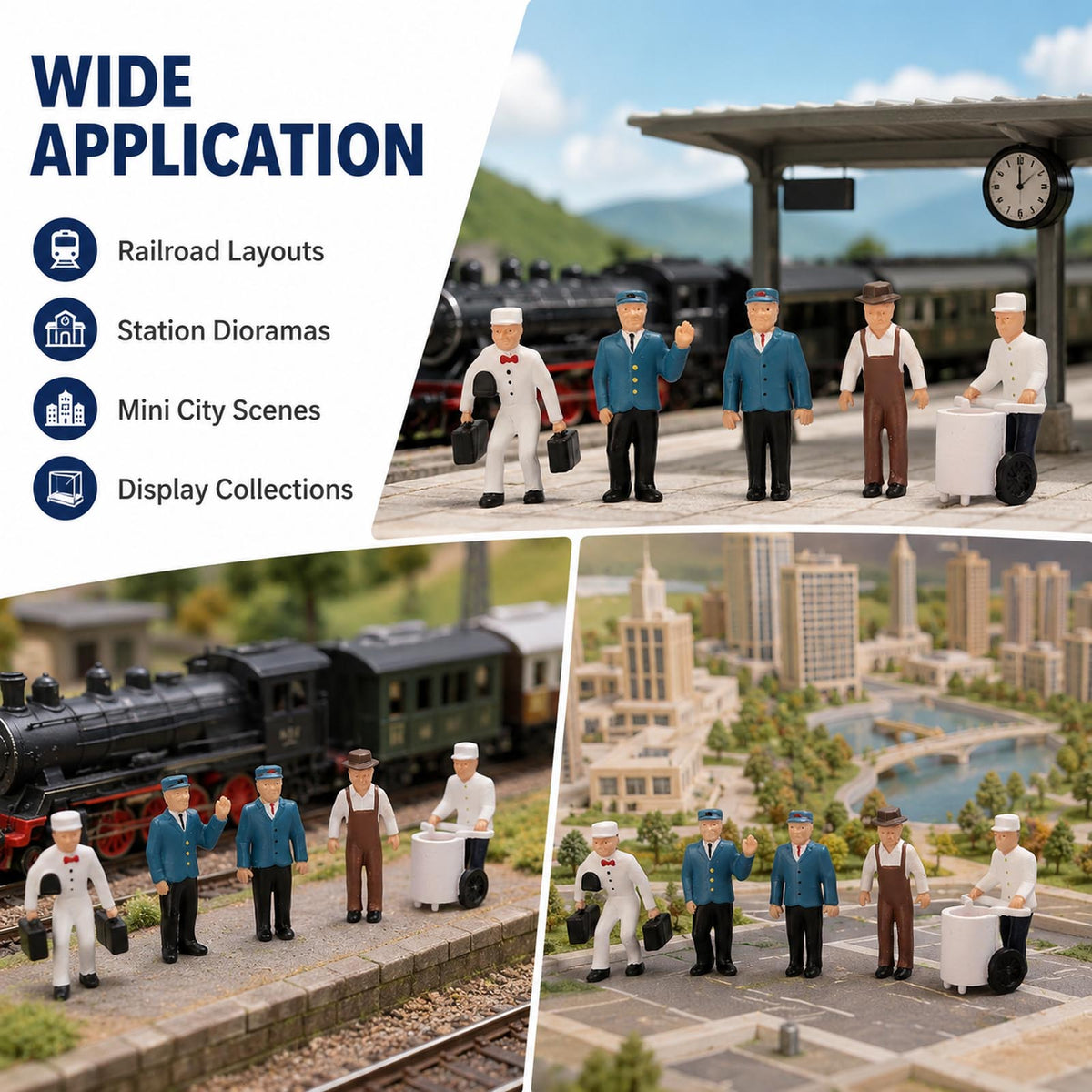 HFPO7050 6pcs O Scale 1:48 Model Railway Station Crew Figure Set