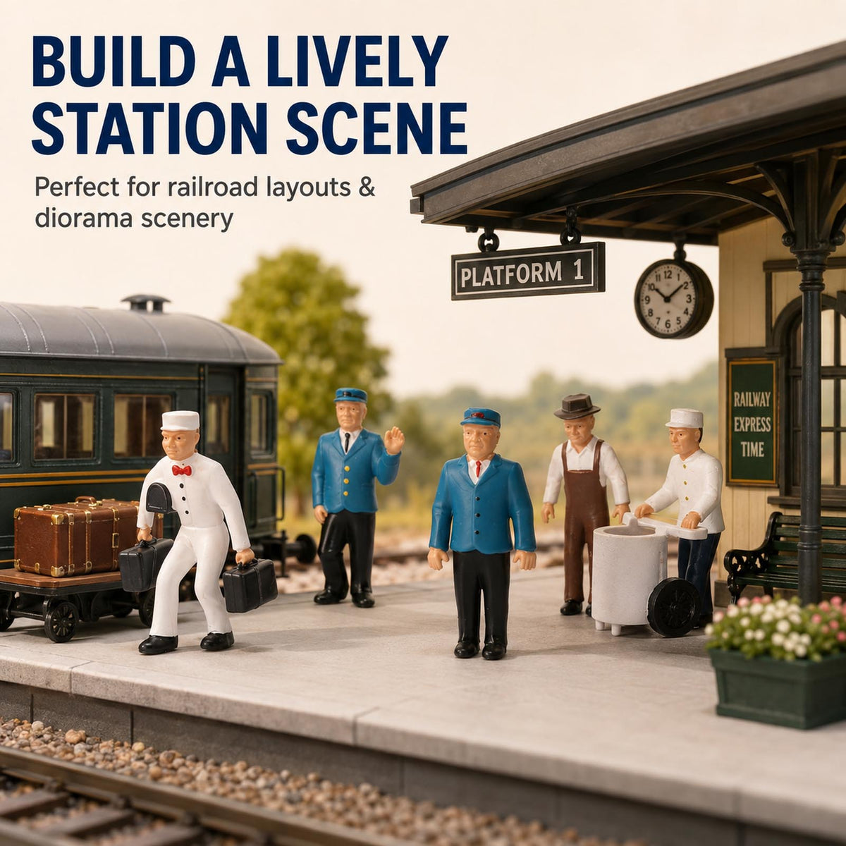 HFPO7050 6pcs O Scale 1:48 Model Railway Station Crew Figure Set