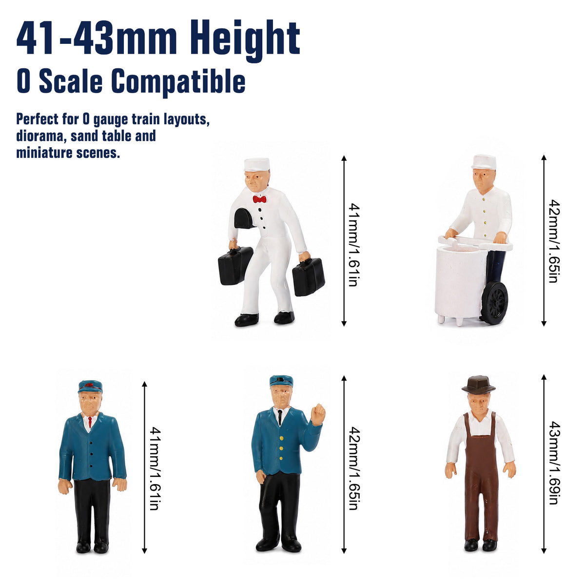 HFPO7050 6pcs O Scale 1:48 Model Railway Station Crew Figure Set