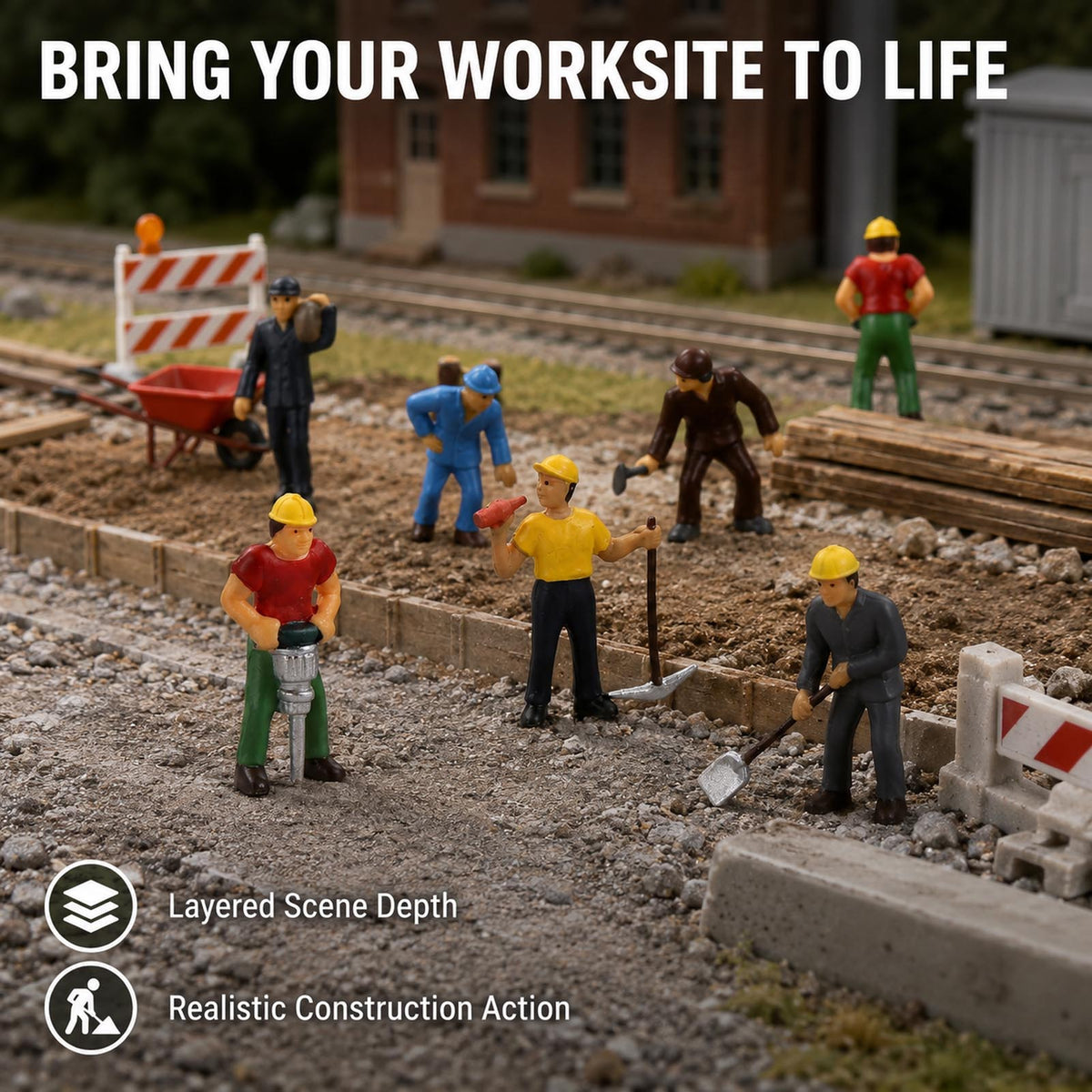 HFPO7053 6pcs O Scale 1:48 Model Trains Work Crew Painted People
