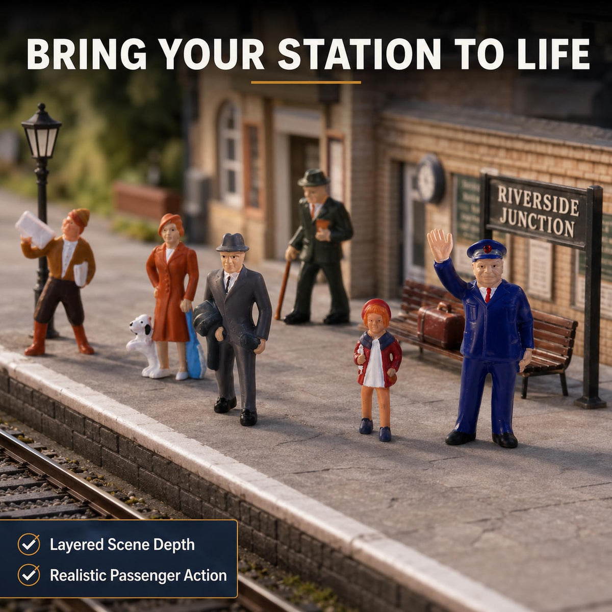 HFPO7055 6pcs O Scale 1:48 Model Trains Passenger People Painted Figures