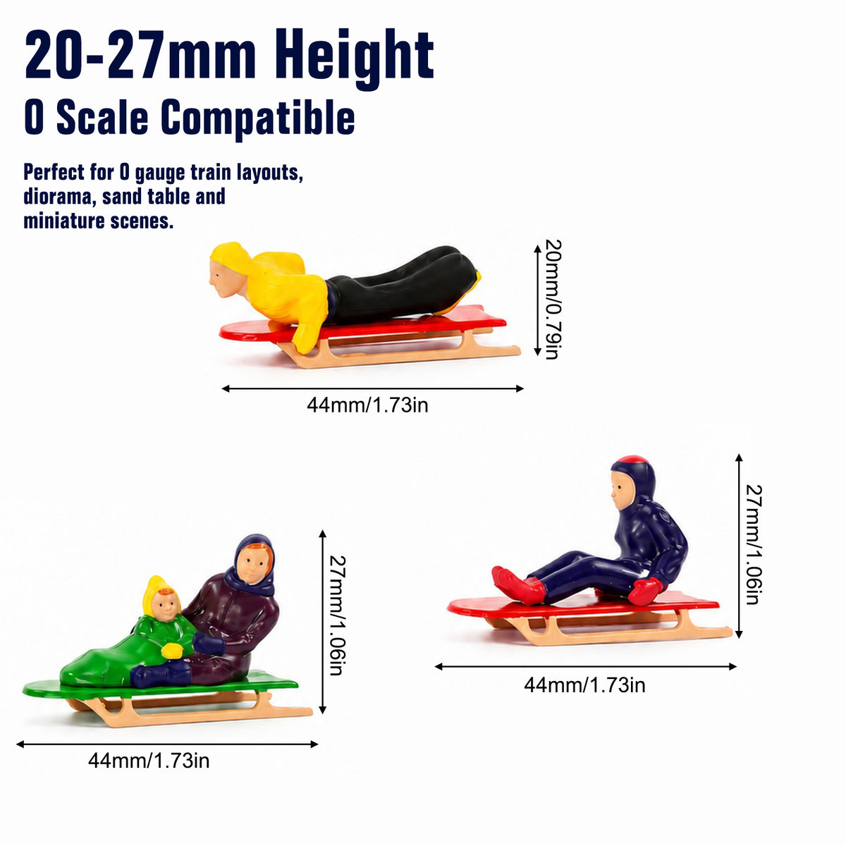 HFPO7056 One Pack O Scale 1:48 People on Sleigh for Winter Holiday Scene Christmas Village