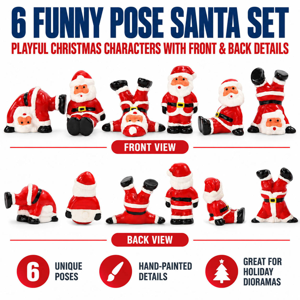 HFPO7057 6pcs O Scale 1:48 Model Railway Santa Claus Figure for Winter Scene Christmas Village