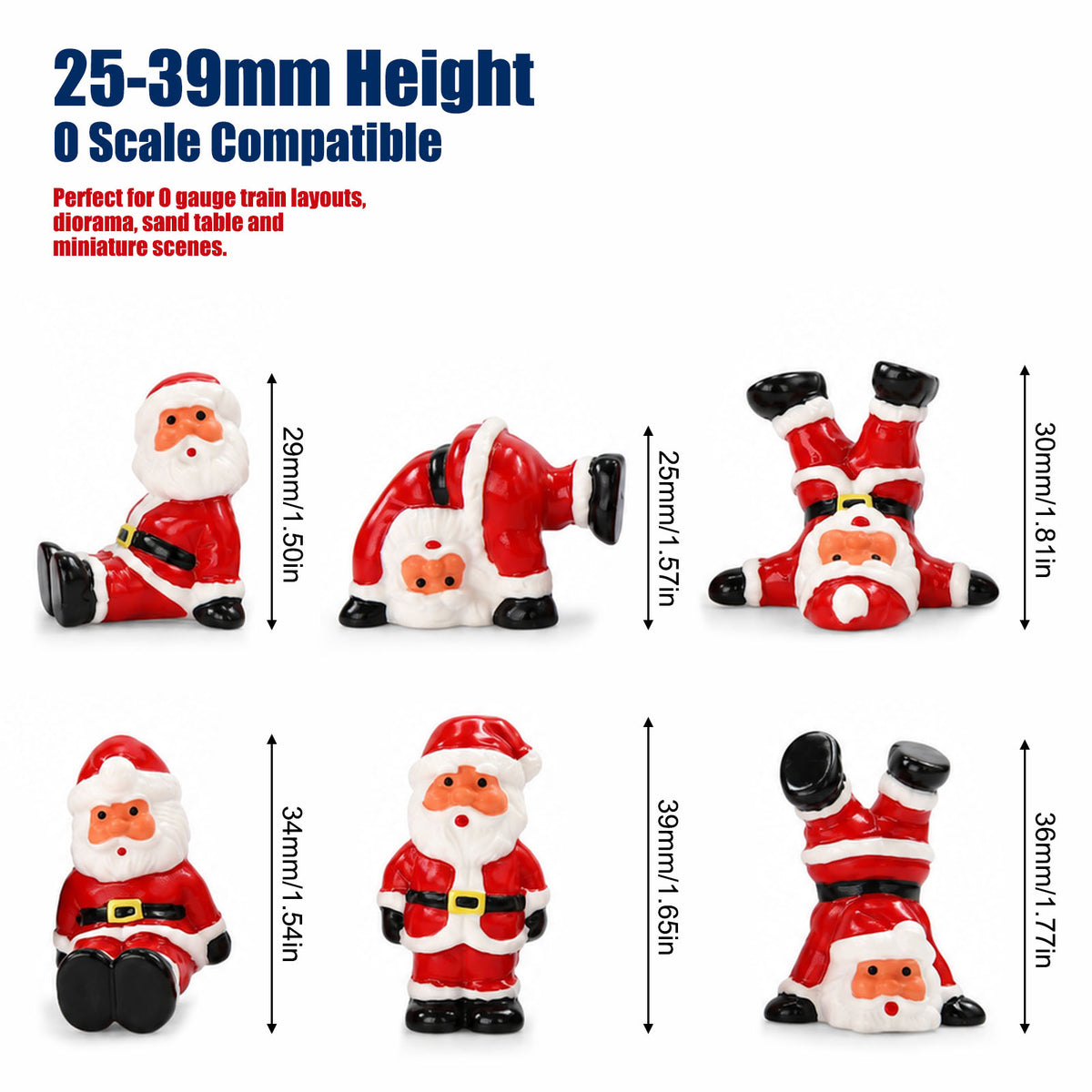 HFPO7057 6pcs O Scale 1:48 Model Railway Santa Claus Figure for Winter Scene Christmas Village