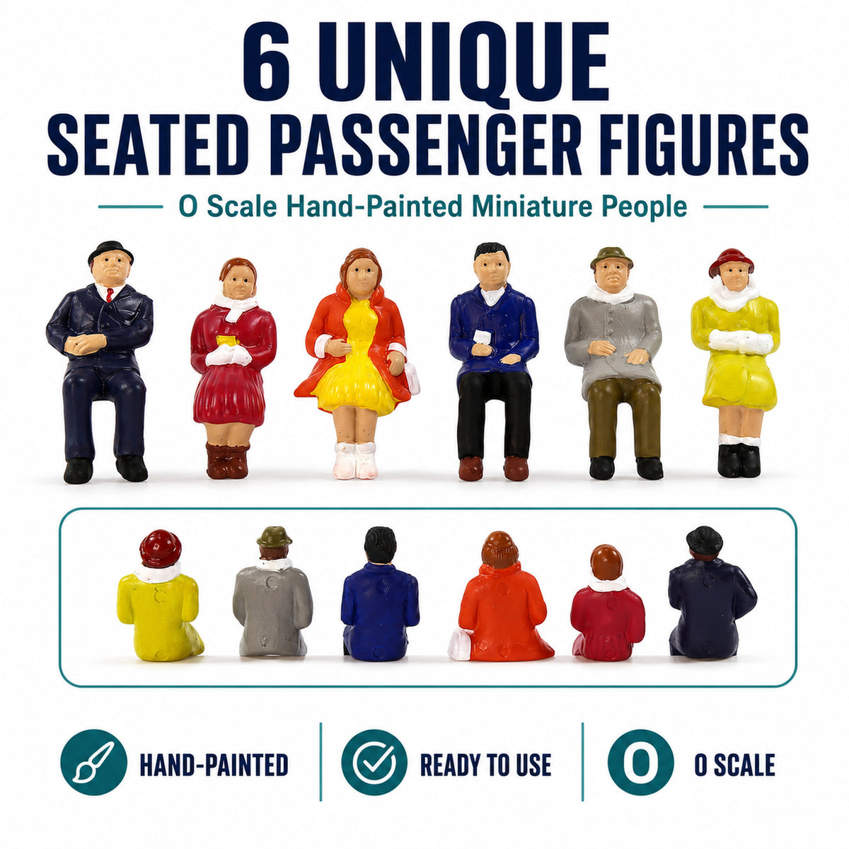 HFPO7060 6pcs O Scale 1:48 Model Railway Sitting Figures Painted People