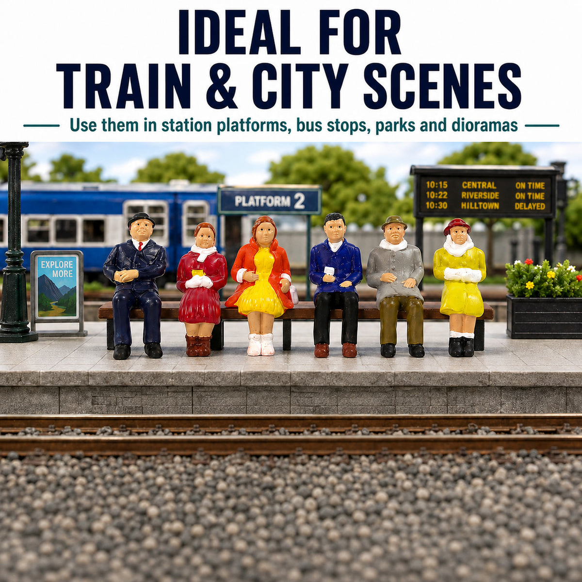 HFPO7060 6pcs O Scale 1:48 Model Railway Sitting Figures Painted People