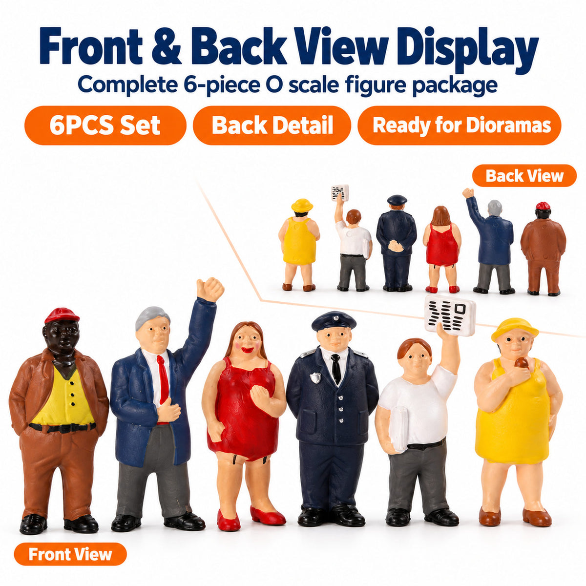 HFPO7062 6pcs O Scale 1:48 Model Railway Full Figured Folks Painted People