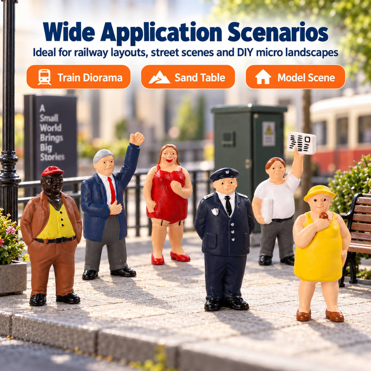 HFPO7062 6pcs O Scale 1:48 Model Railway Full Figured Folks Painted People