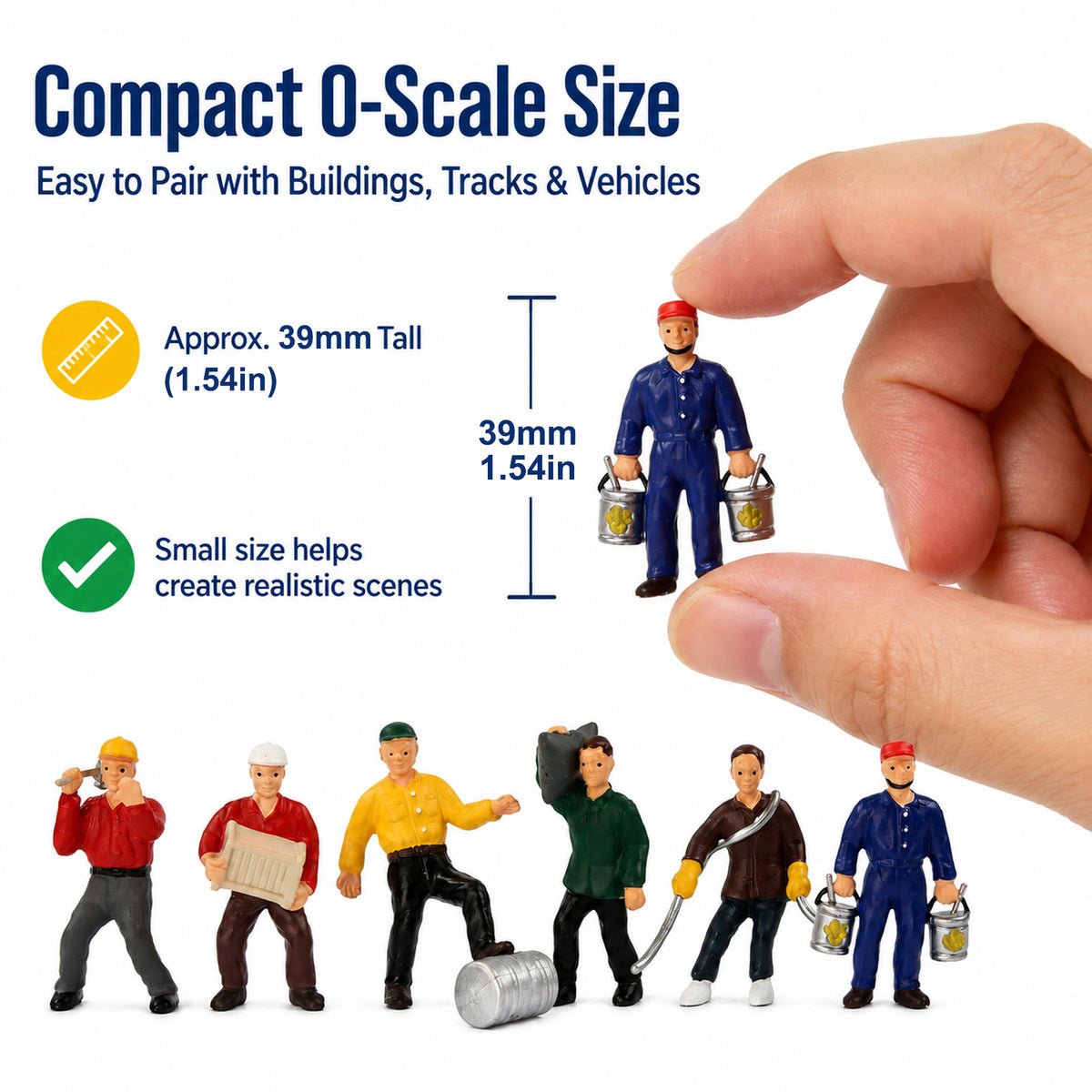 HFPO7063 6pcs O Scale 1:48 Construction Worker Figures Painted Figurines
